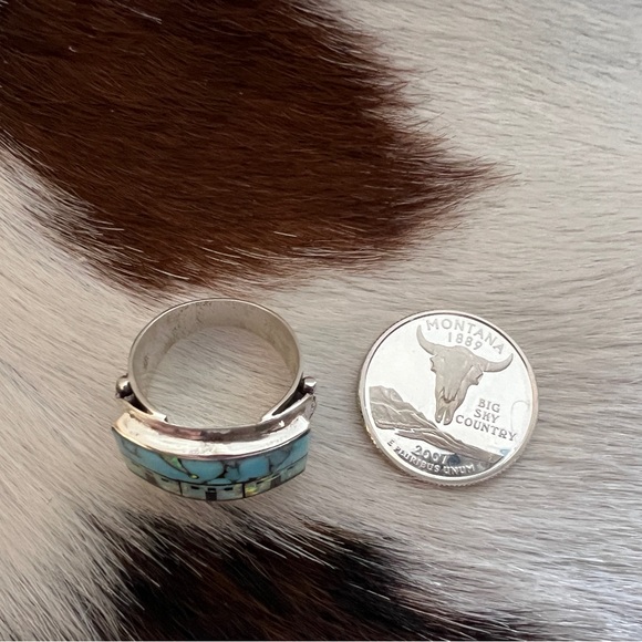 ❤️ Signed 925 Zuni Galaxy Micro Inlaid Pueblo Ring Sz 9.5 Native “Z” Unisex 8.3G - Picture 9 of 13